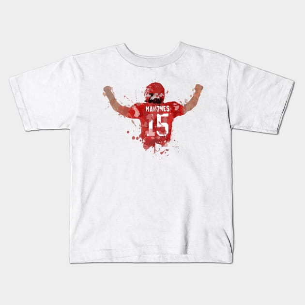 Patrick Mahomes Splatter Brush Art Kids T-Shirt by cwijeta